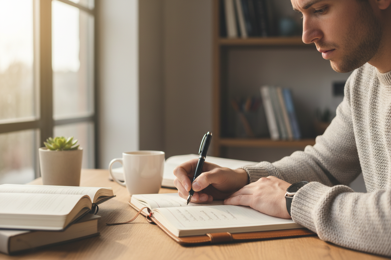 a person writing down their goals